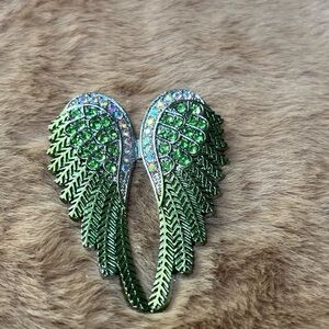 Green Angel Wing Brooch